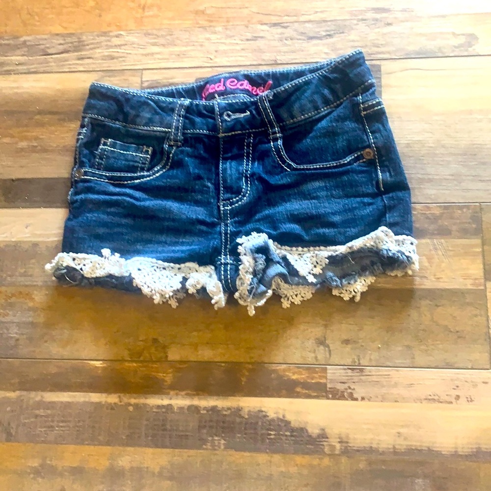 Jean shorts with lace on the bottom